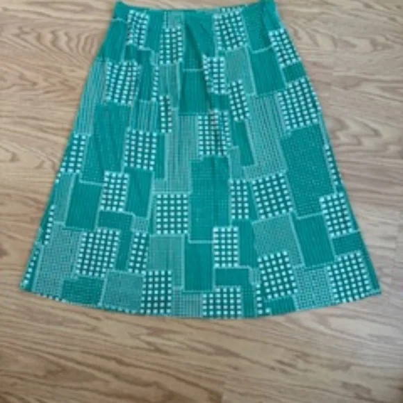 Vintage Arnel Green Geo Print, Two-Piece, Zip Top, Elastic Skirt, Women-made - Picture 6 of 10